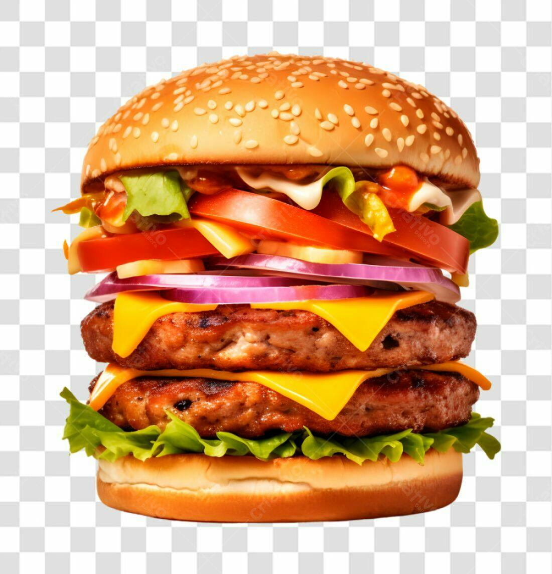 Imagem Hambúrguer Duplo PNG com fundo transparente