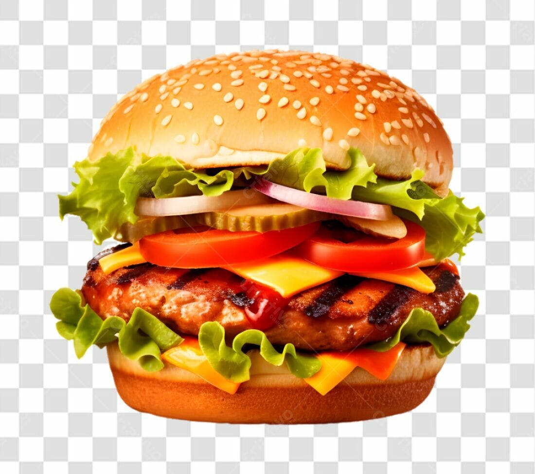 Imagem PNG de Hambúrguer para cardápio com fundo transparente