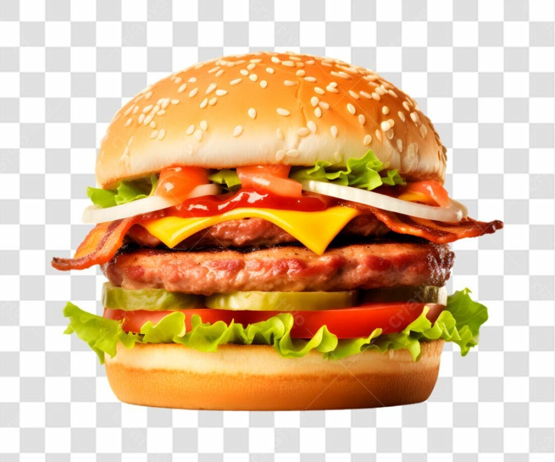 Icone Hamburguer Bacon Queijo PNG com fundo transparente