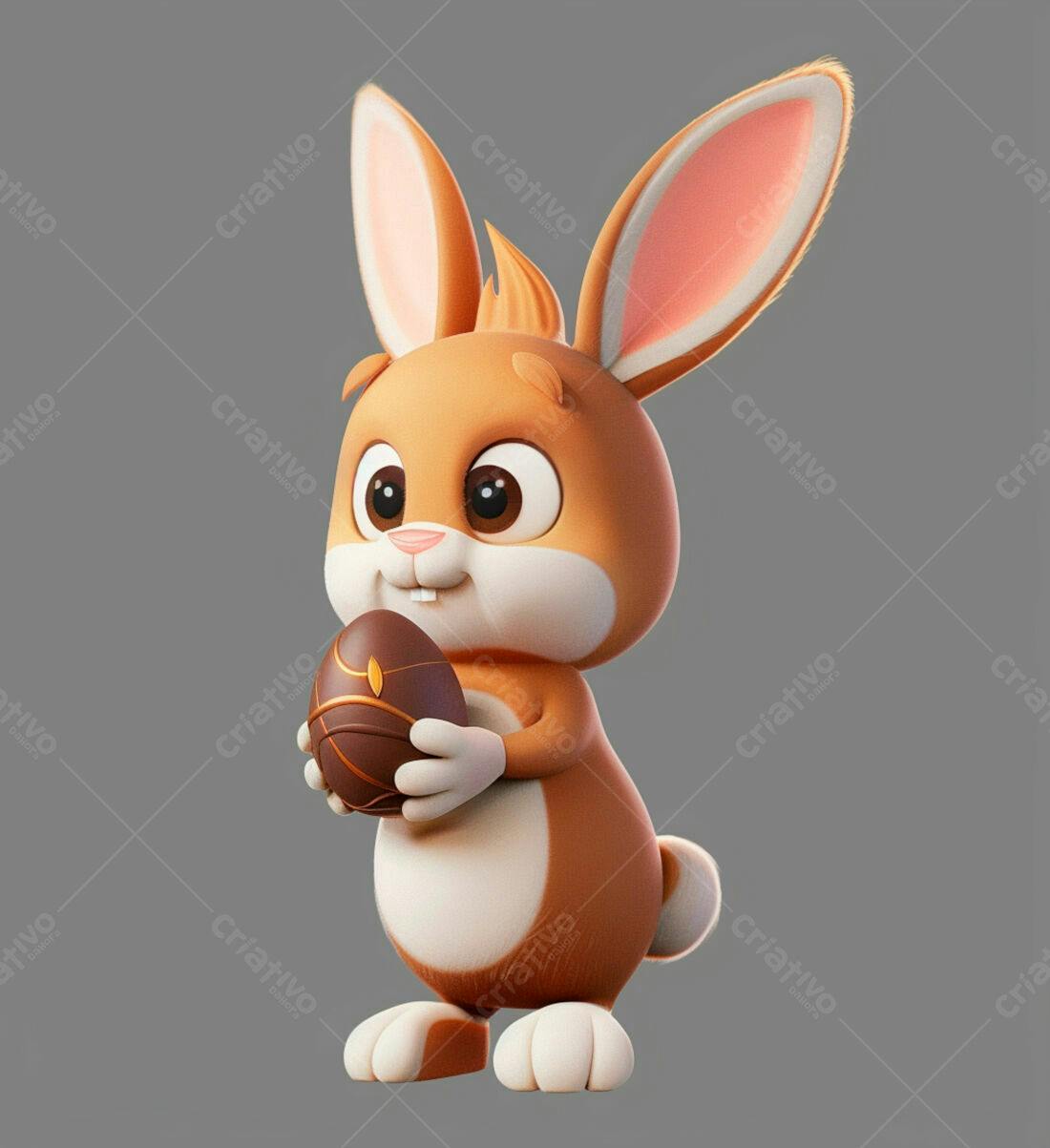 Coelhinho fofo com ovo de chocolate Páscoa