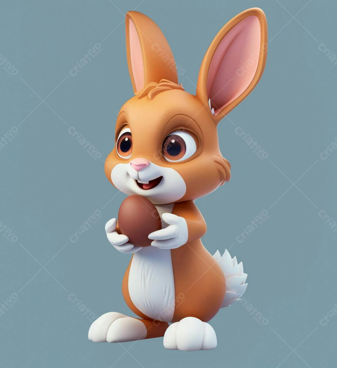 Coelhinho Marrom com Ovo de Chocolate