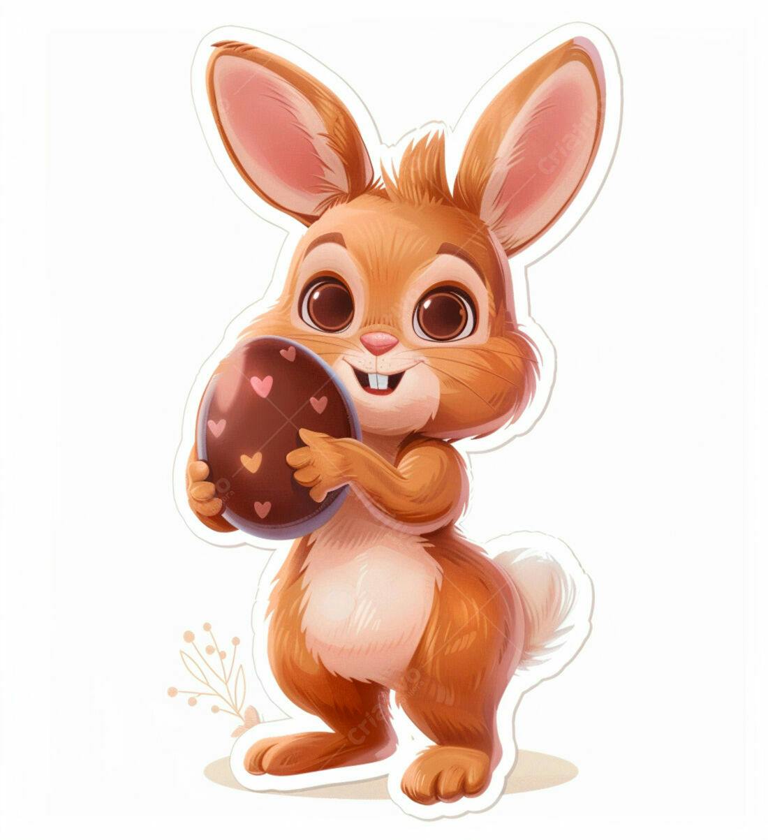 Coelhinho fofo com ovo de chocolate Páscoa