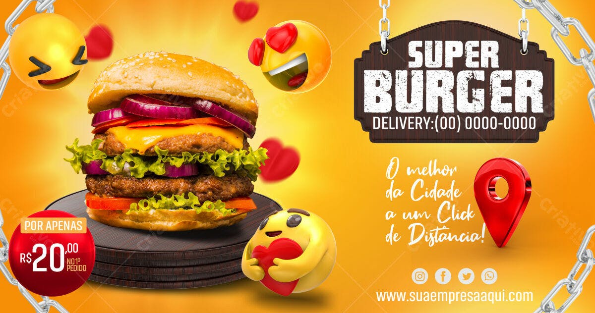 Banner Super Burger Delivery PSD Editável