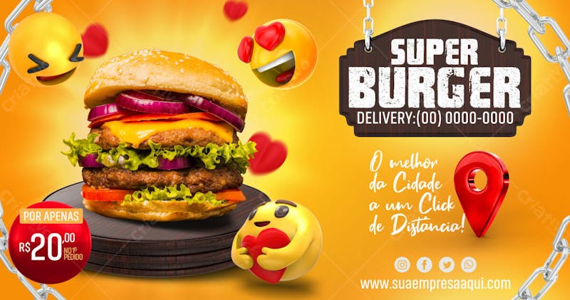 Hamburgueria super burguer social media psd editavel