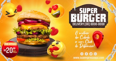 Banner Super Burger Delivery PSD Editável