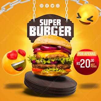 Hamburgueria super burguer social media psd editavel