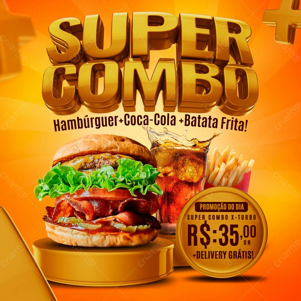 Flyer Promoção Super Combo Hambúrguer PSD Editável
