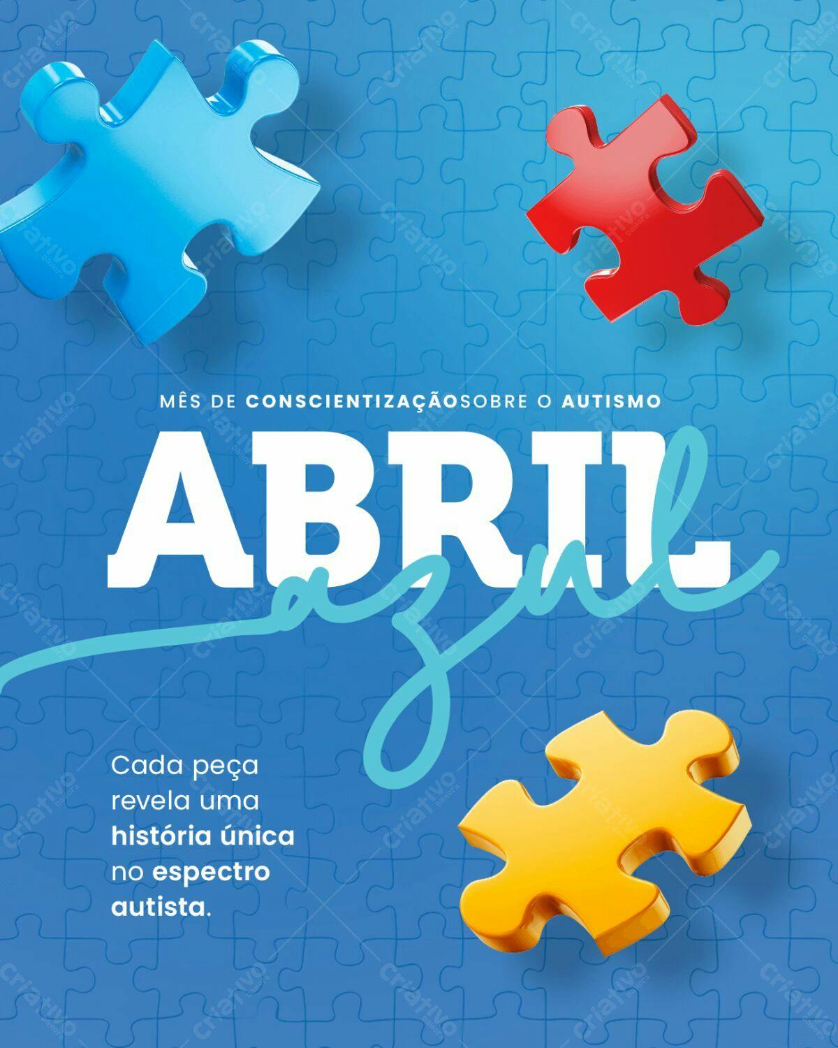 Flyer Abril Azul - Conscientização Autismo PSD Editável
