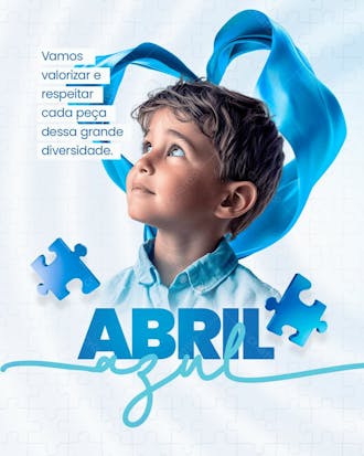 Abril azul mês de conscientização sobre o autismo