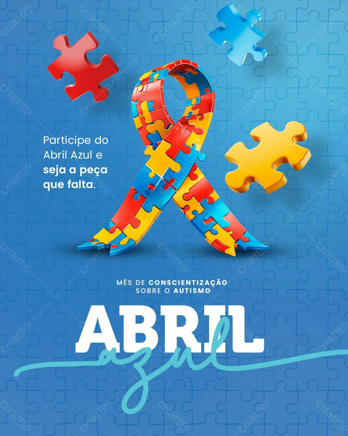 Flyer Abril Azul Conscientização Autismo PSD Editável