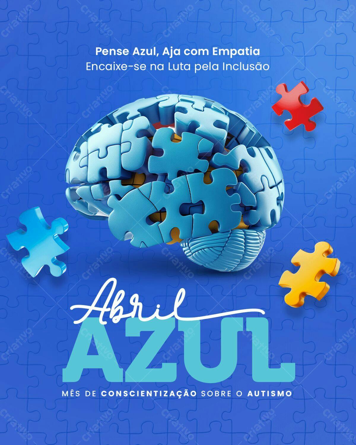 Flyer Abril Azul Conscientização Autismo PSD Editável