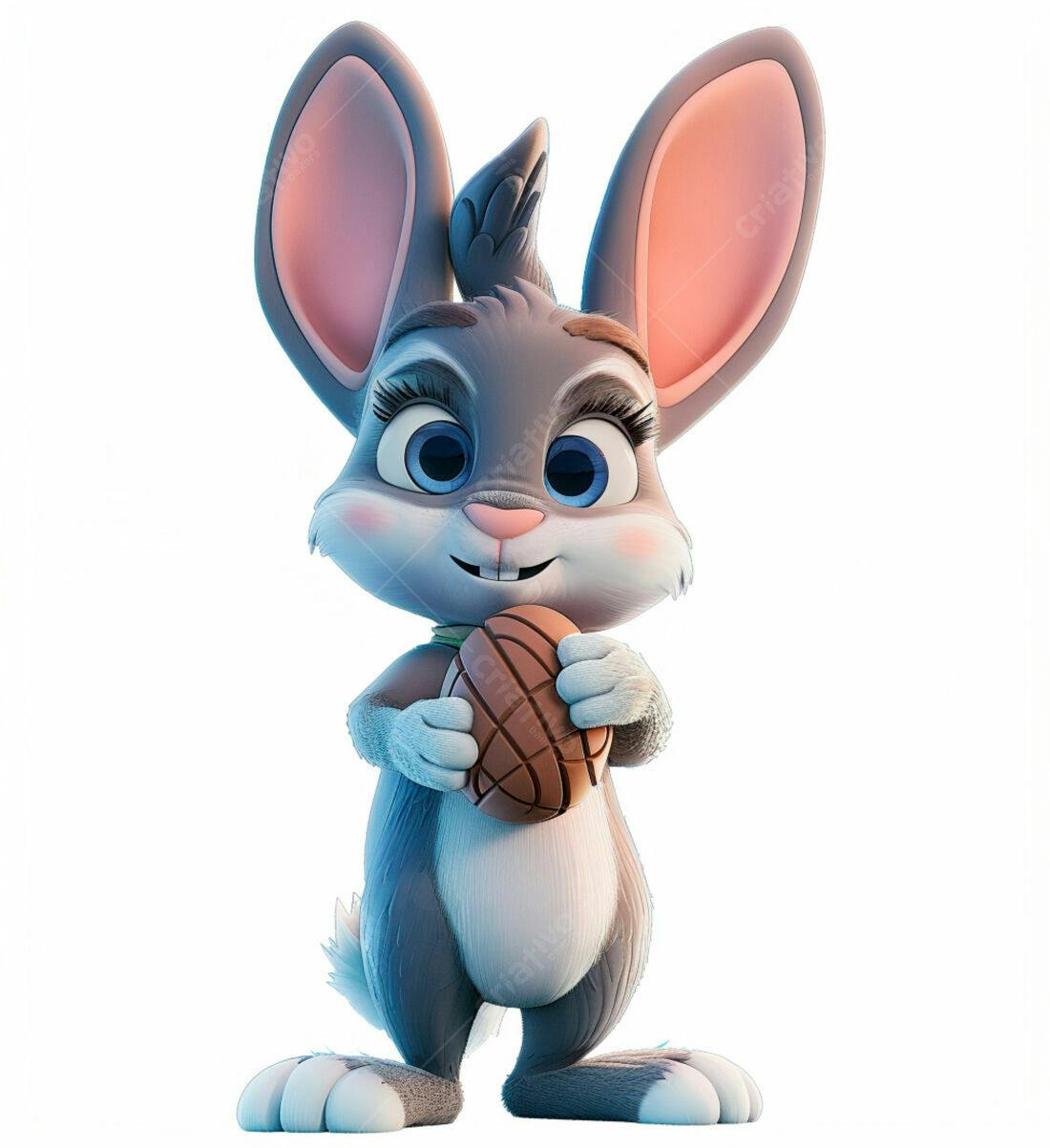 Coelhinha fofa segurando ovo de chocolate