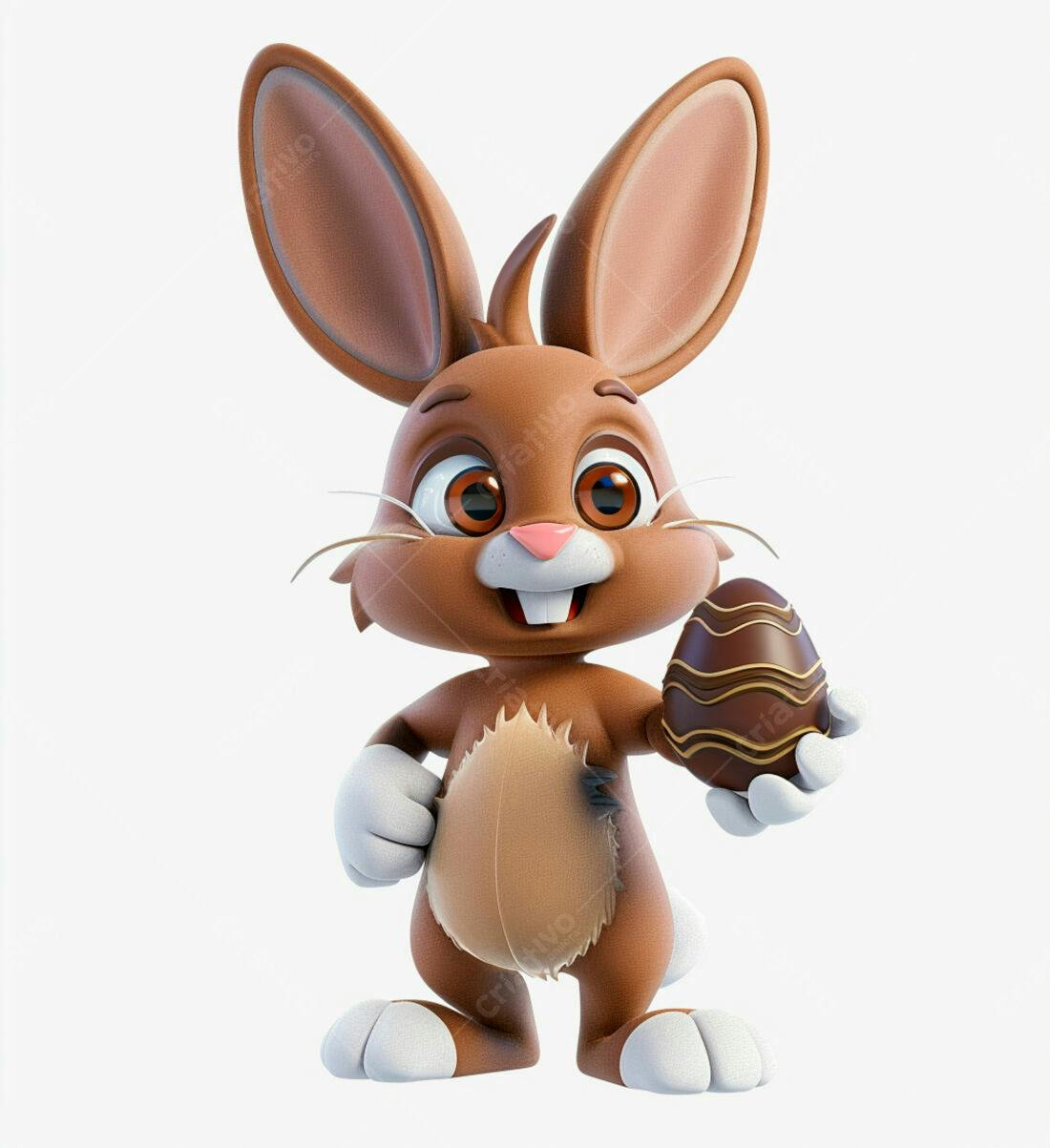Coelhinho marrom com ovo de chocolate Páscoa