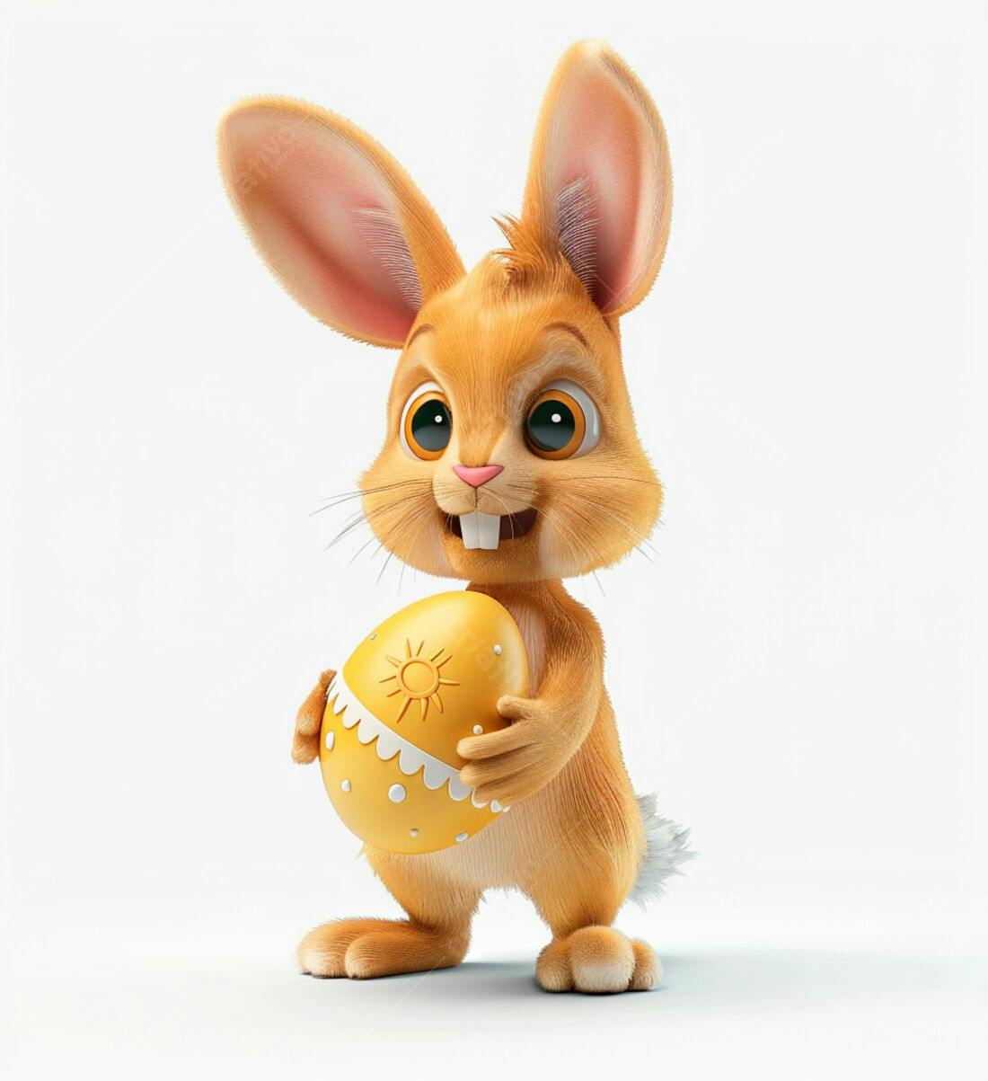 Coelhinho da Páscoa com ovo amarelo