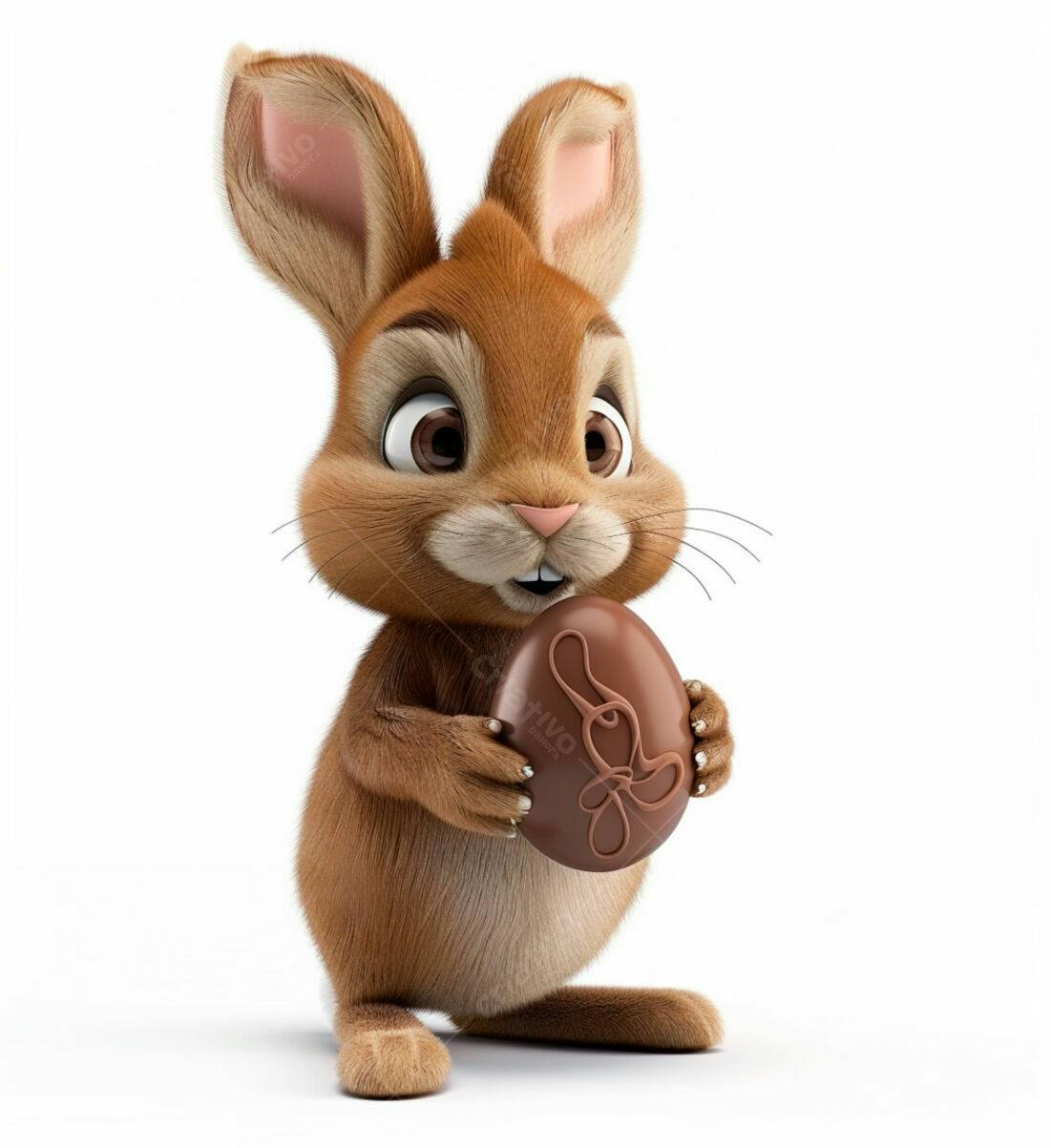 Coelhinho com Ovo de Chocolate de Páscoa