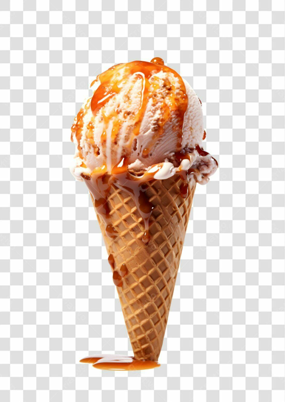 Icone Sorvete Cascão Caramelo PNG com fundo transparente