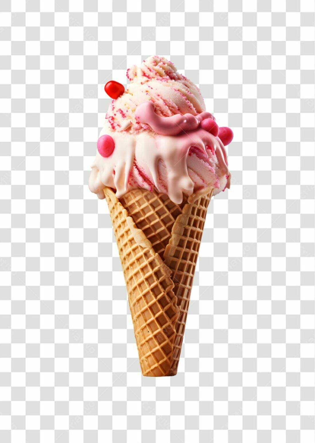 Icone Sorvete Rosa e Branco PNG com fundo transparente