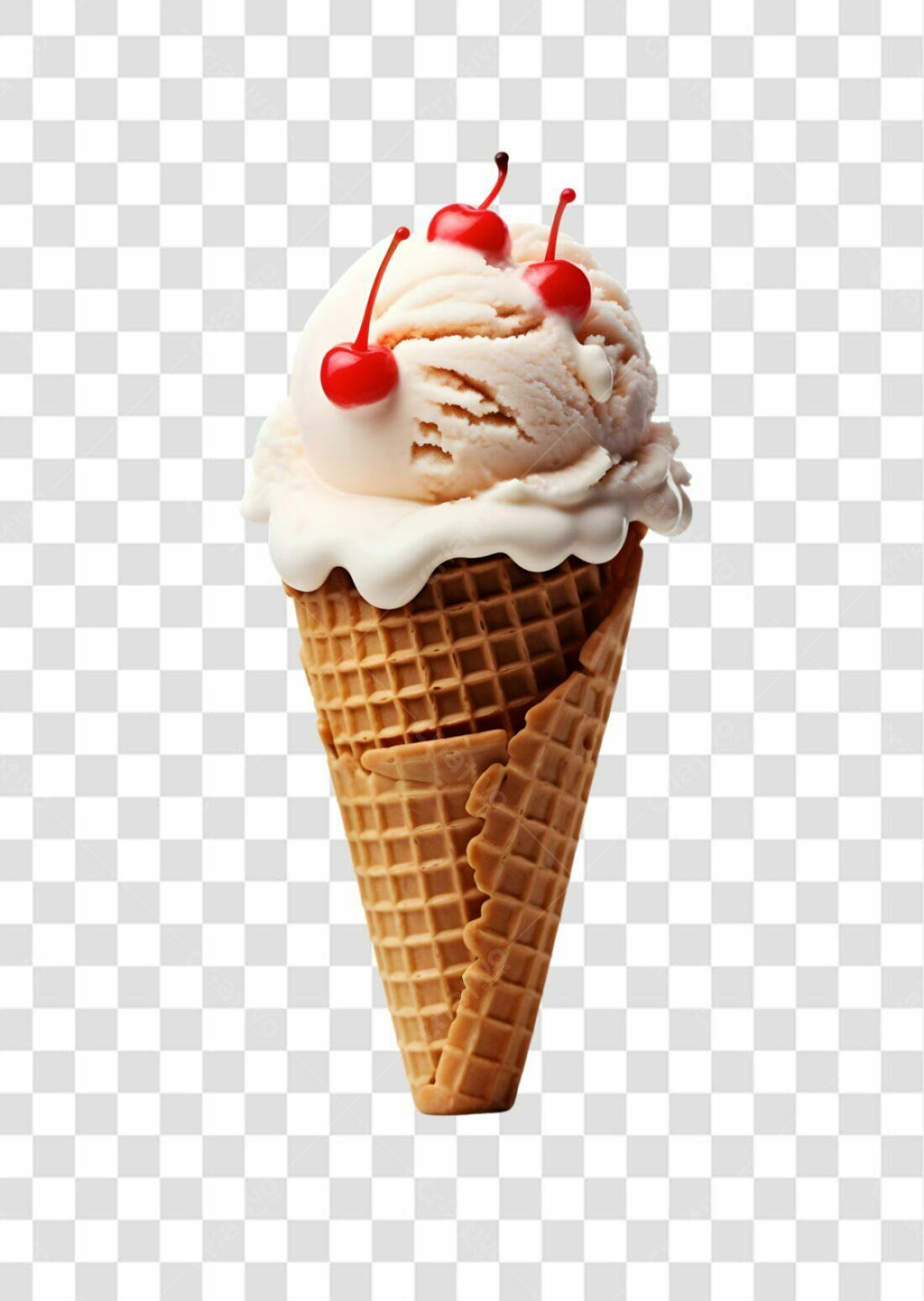 Icone Sorvete Creme com Cerejas PNG com fundo transparente