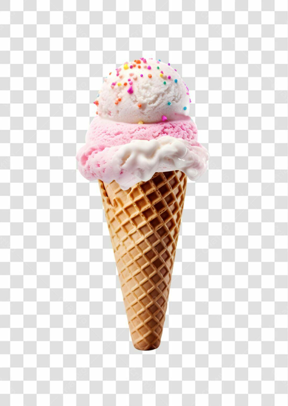 Icone Sorvete Duplo Sabores Rosa e Branco PNG com fundo transparente