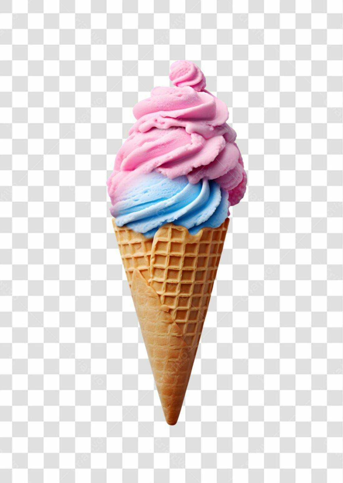 Icone Sorvete Rosa e Azul PNG com fundo transparente