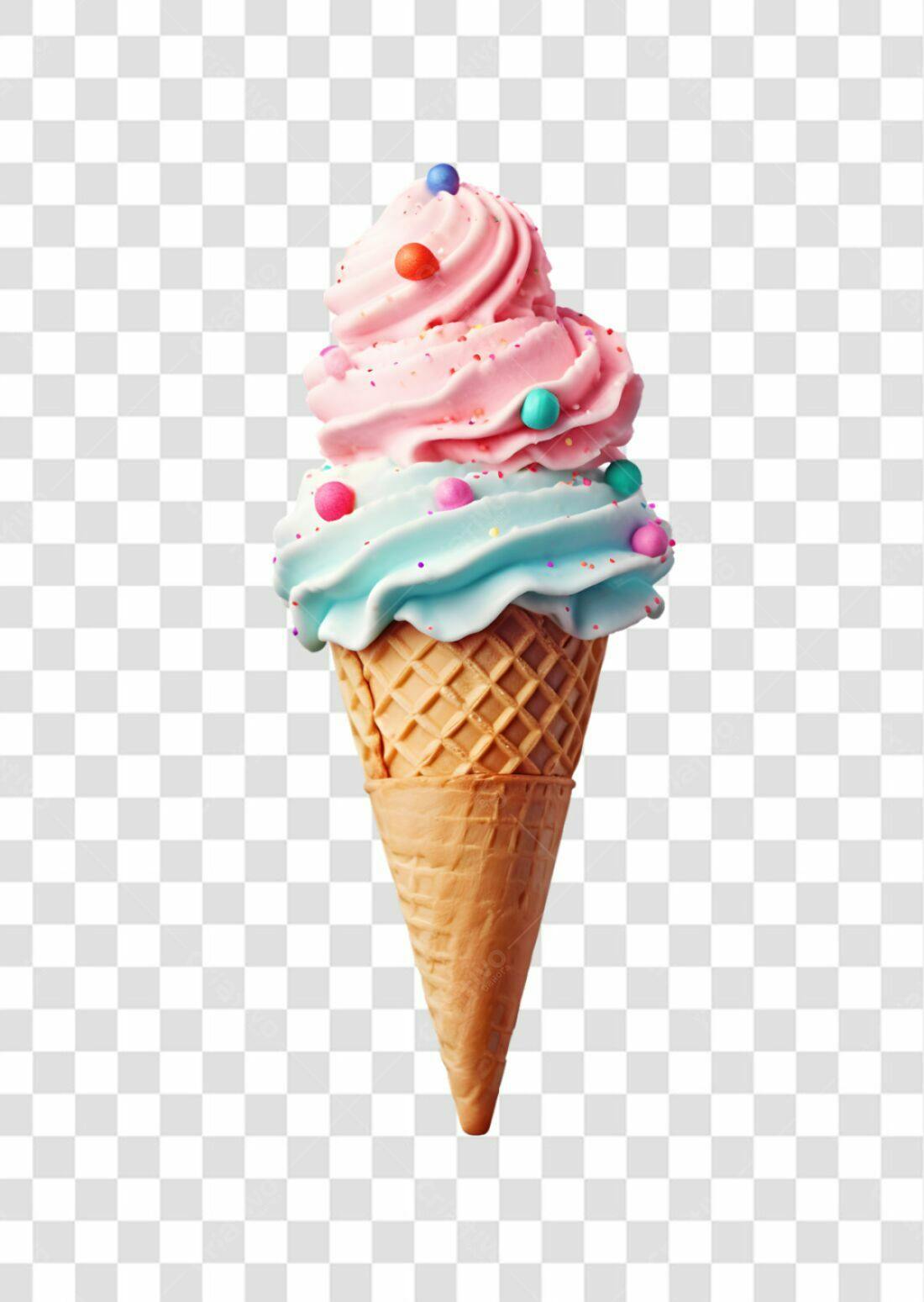 Icone Sorvete Rosa e Azul PNG com fundo transparente