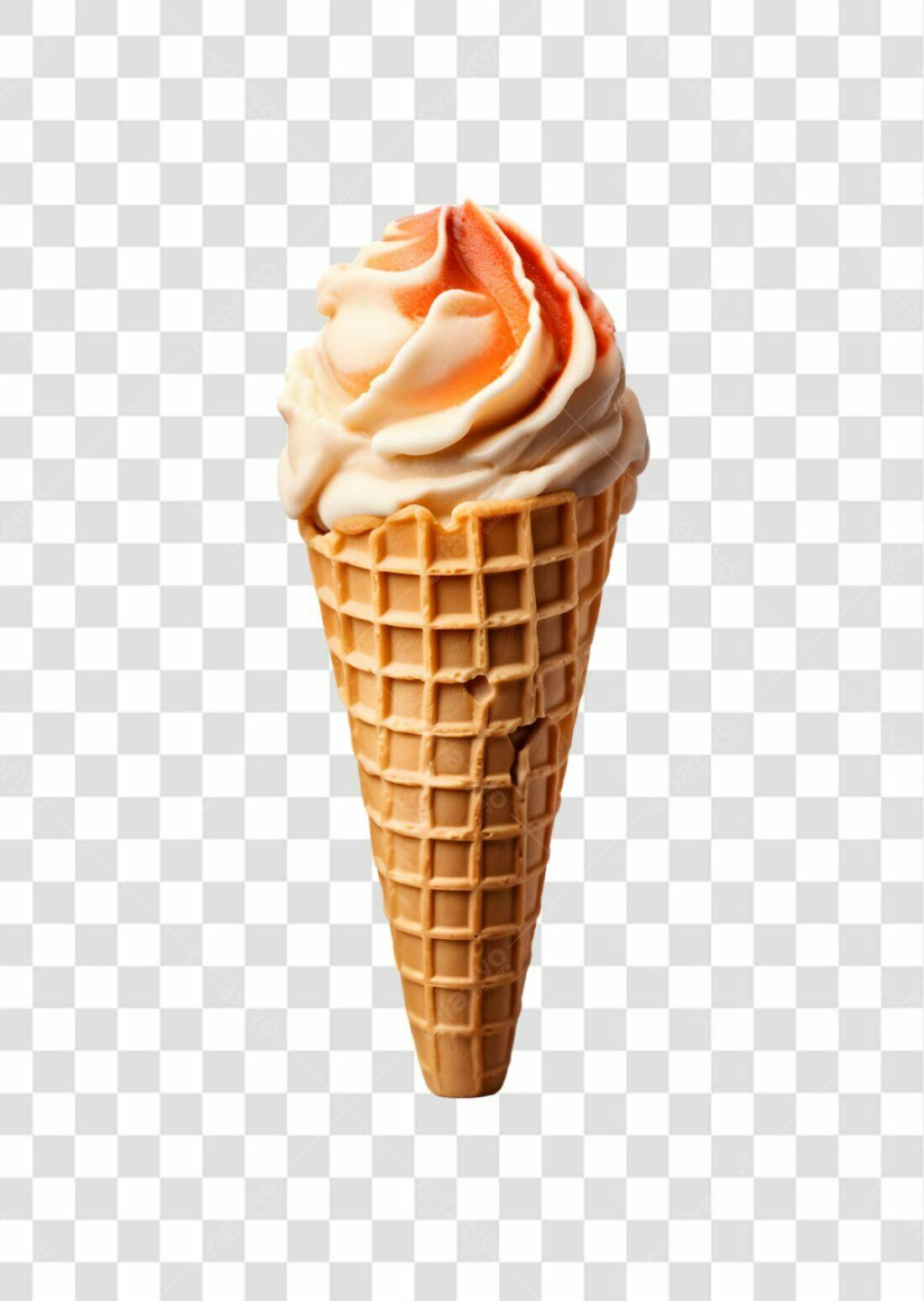 Icone Sorvete Cascão Creme e Morango PNG com fundo transparente