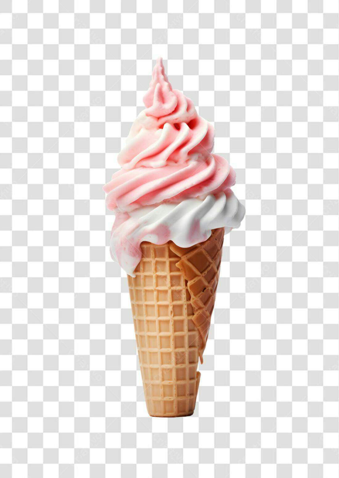 Icone Sorvete Rosa e Branco PNG com fundo transparente