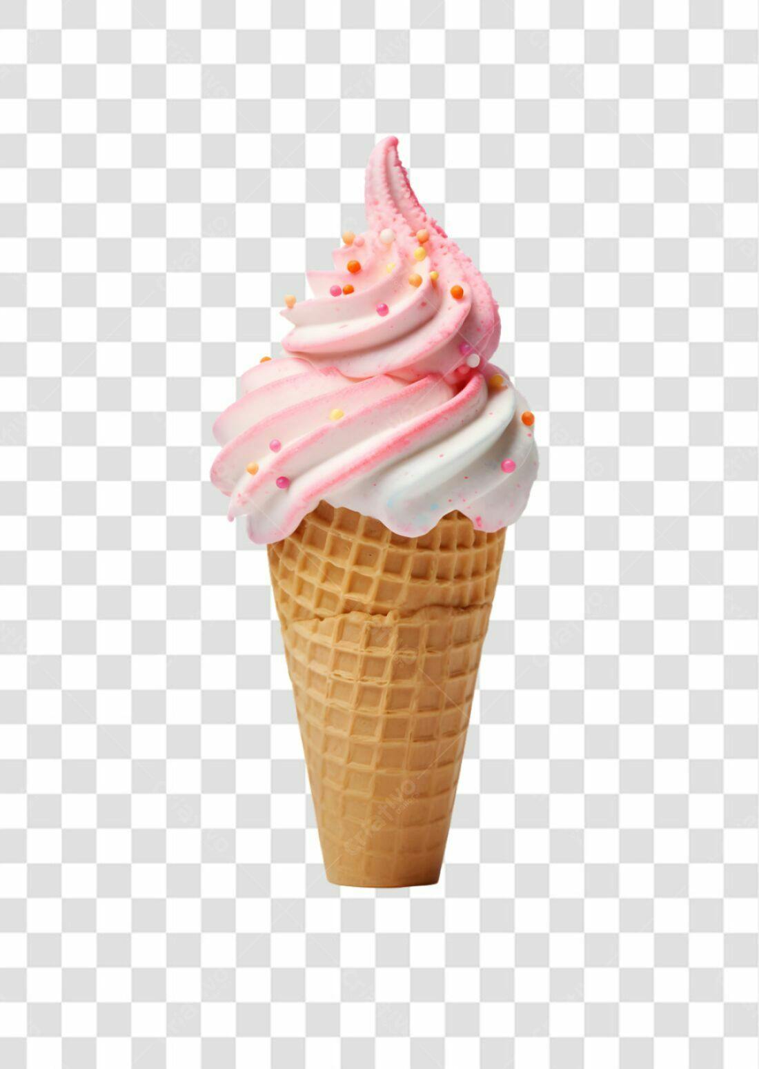 Icone Sorvete Rosa e Branco PNG com fundo transparente