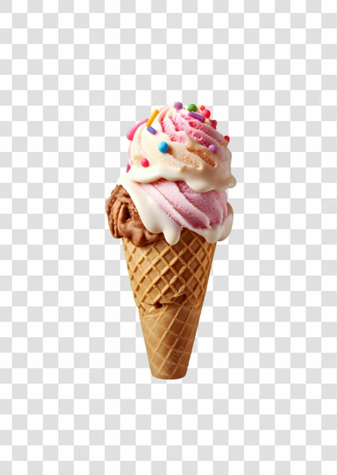 Icone Sorvete Três Sabores PNG com fundo transparente