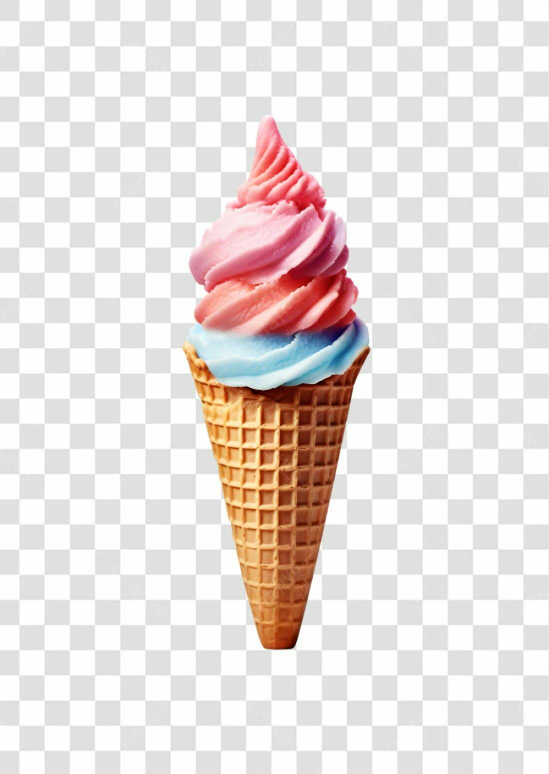 Icone Sorvete Verão Cores Rosa Azul PNG com fundo transparente