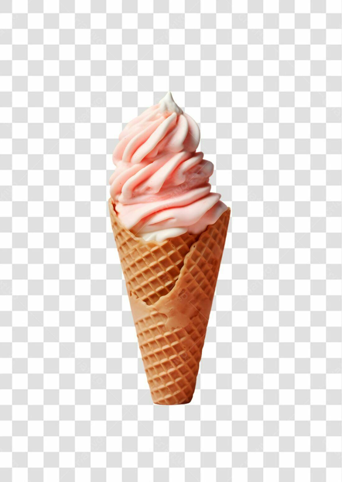 Icone Sorvete Rosa e Branco PNG com fundo transparente