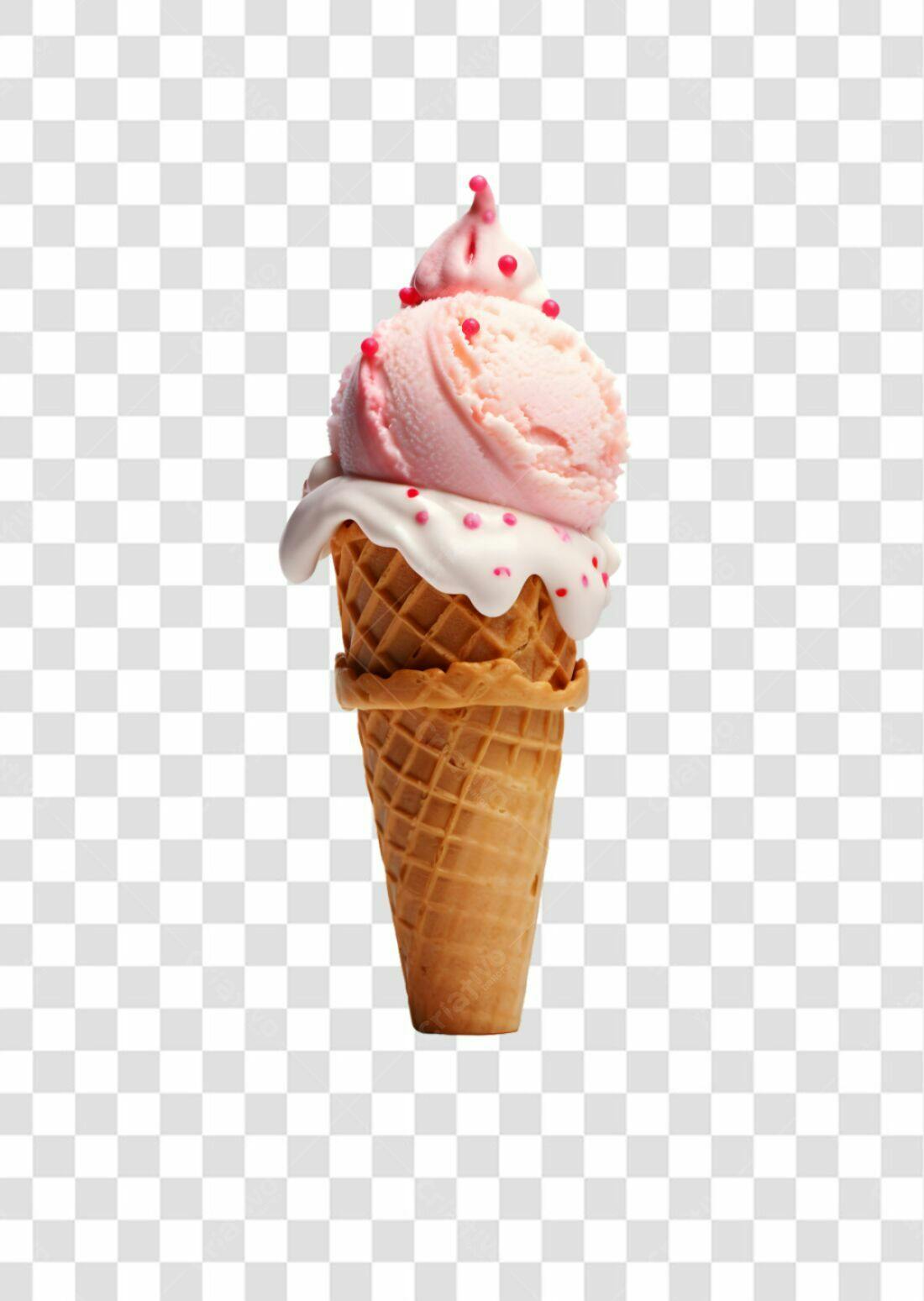 Icone Sorvete Rosa e Branco PNG com fundo transparente