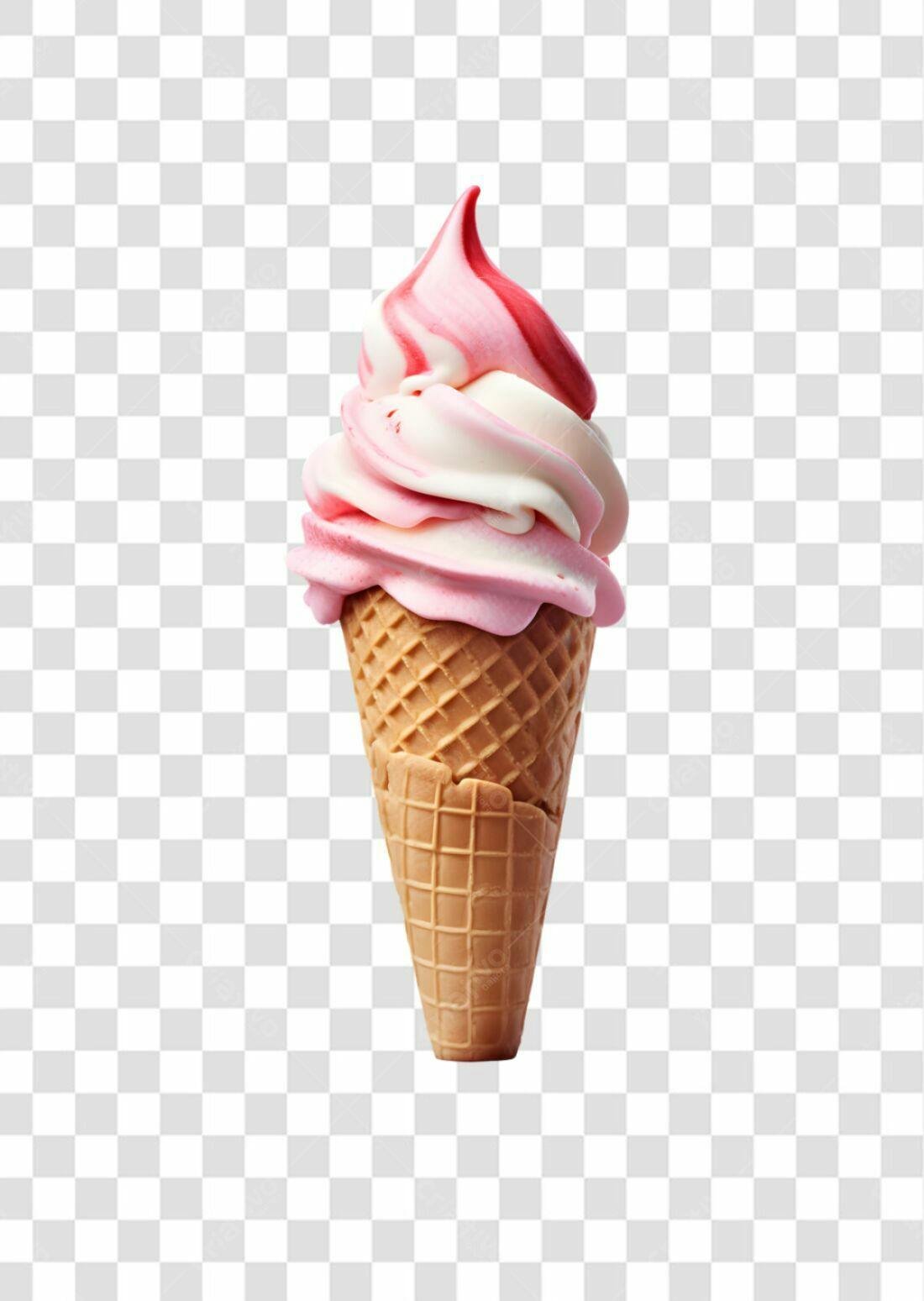 Icone Sorvete Rosa e Branco PNG com fundo transparente