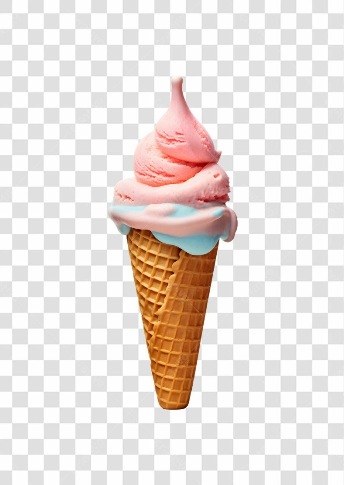 Icone Sorvete Rosa e Azul PNG com fundo transparente