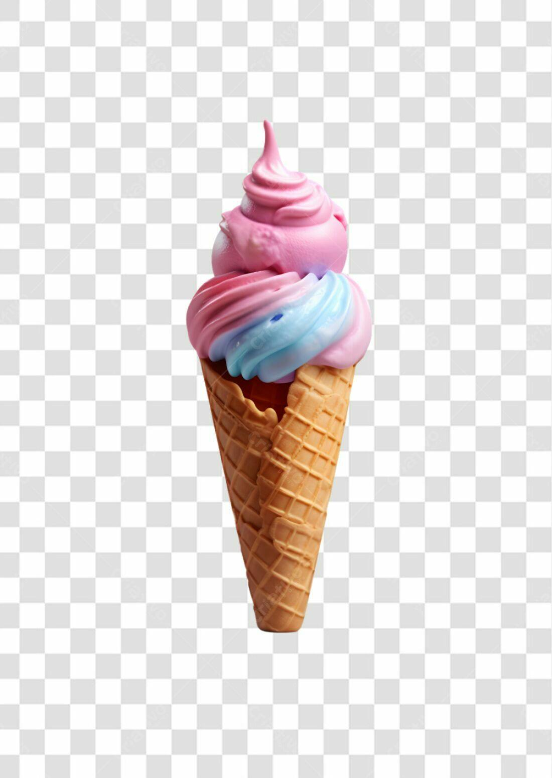 Icone Sorvete Rosa e Azul PNG com fundo transparente