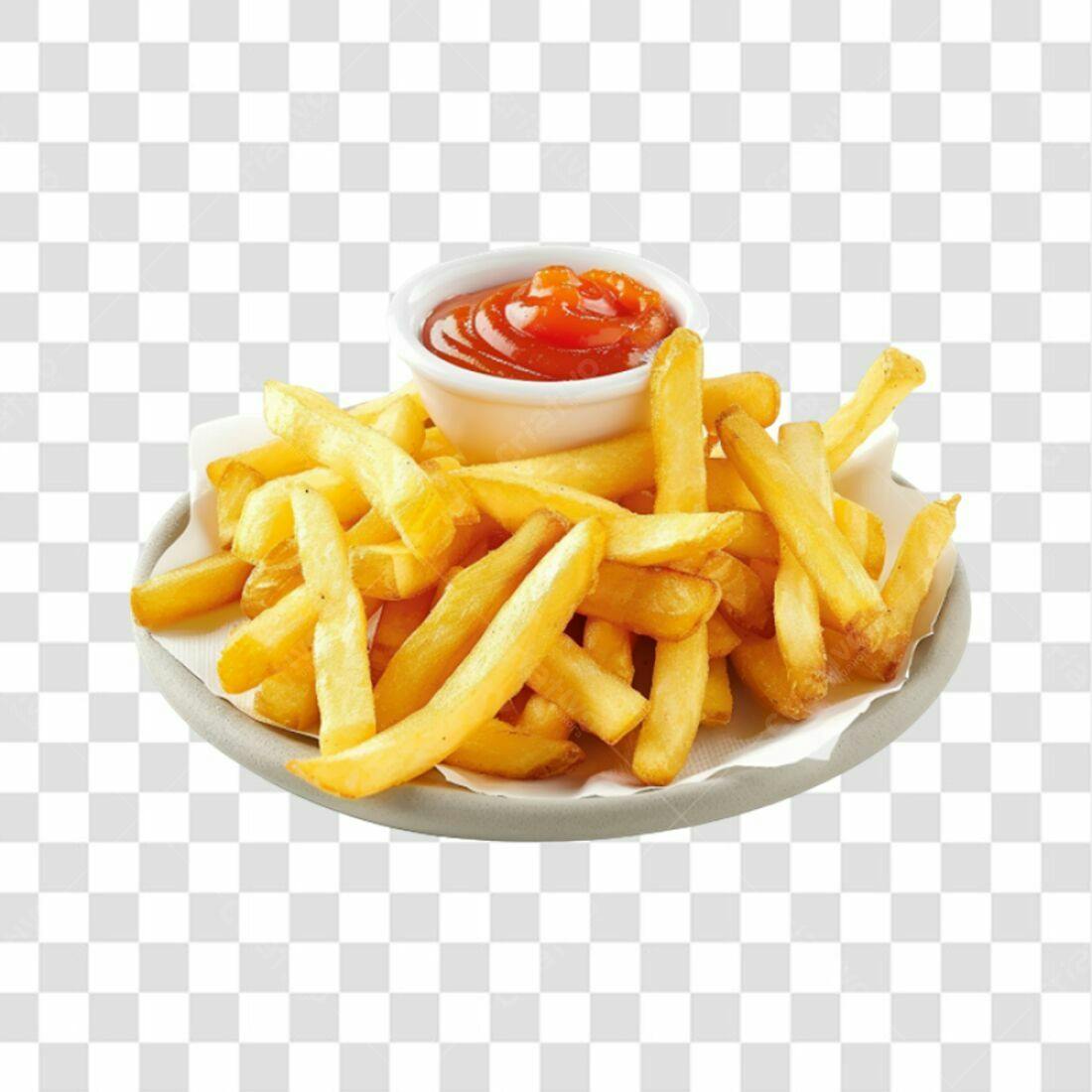Imagem Batata Frita com Ketchup PNG com fundo transparente