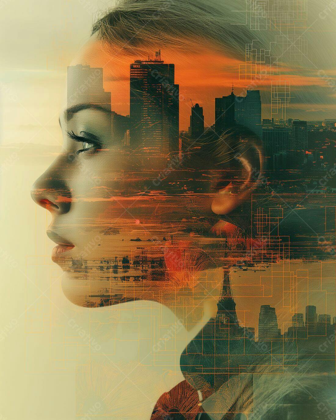 Mulher e Cidade ao Entardecer
