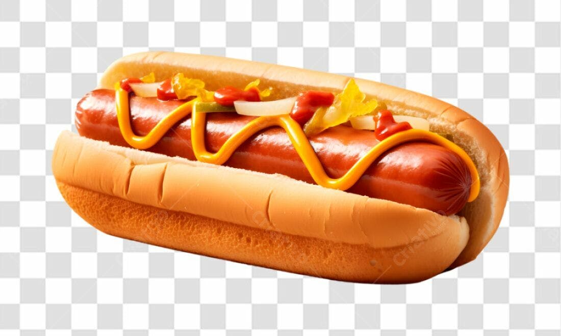 Icone Hot Dog com mostarda ketchup e picles PNG com fundo transparente