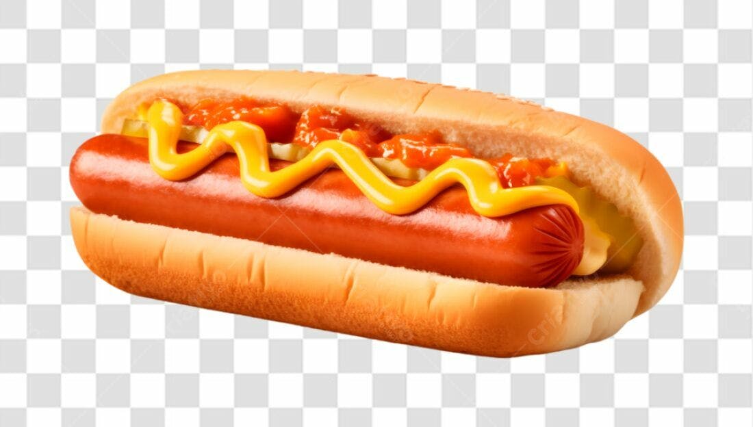 Icone Hot Dog com mostarda e ketchup PNG com fundo transparente