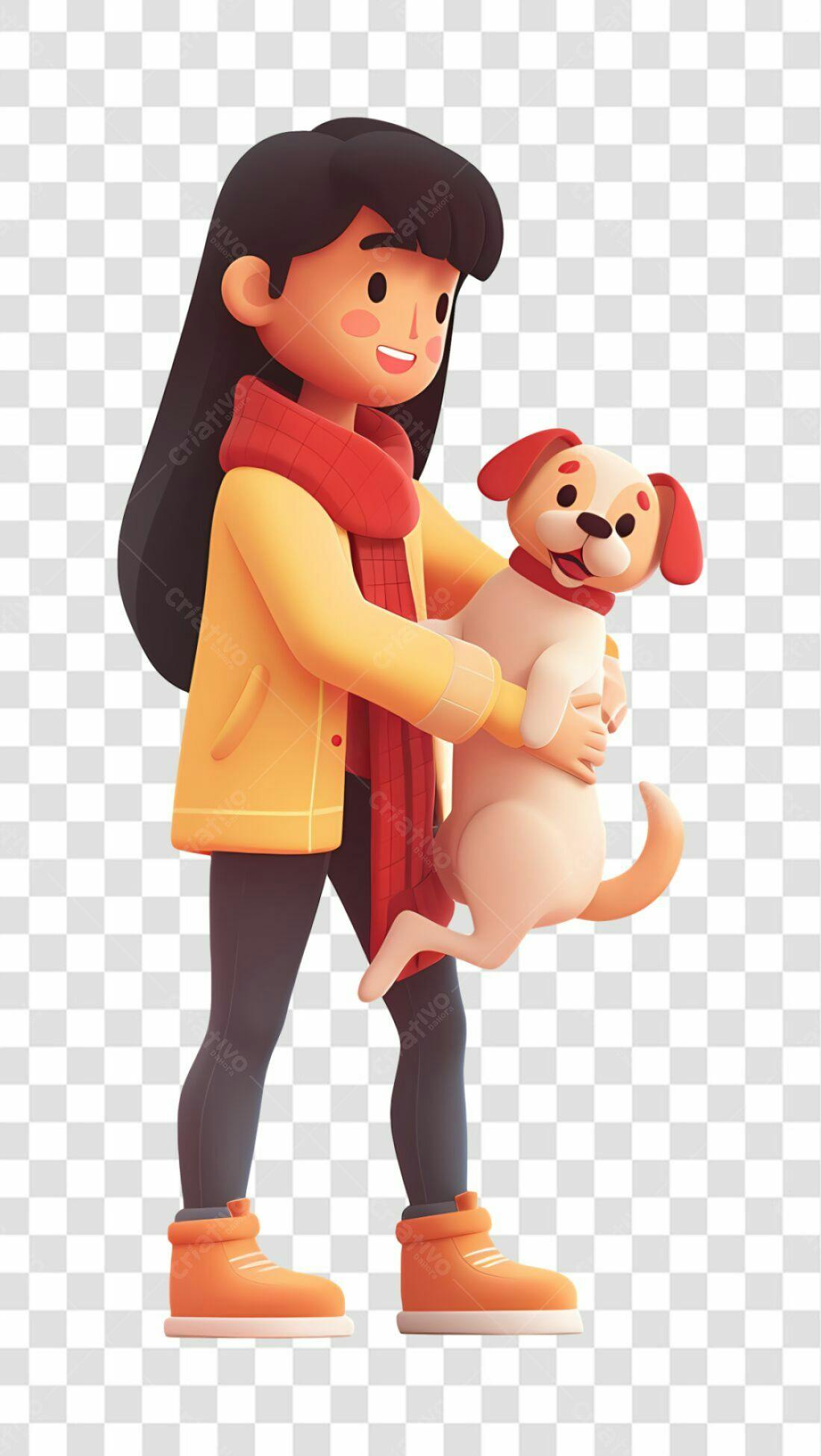 Ilustração Menina com Cachorro PNG com fundo transparente