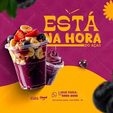 Está na hora do açaí psd para açaíteria