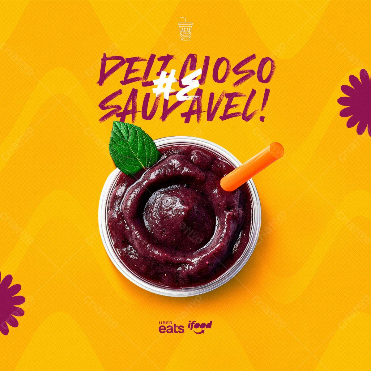 Post para Redes Sociais Açaí PSD Editável