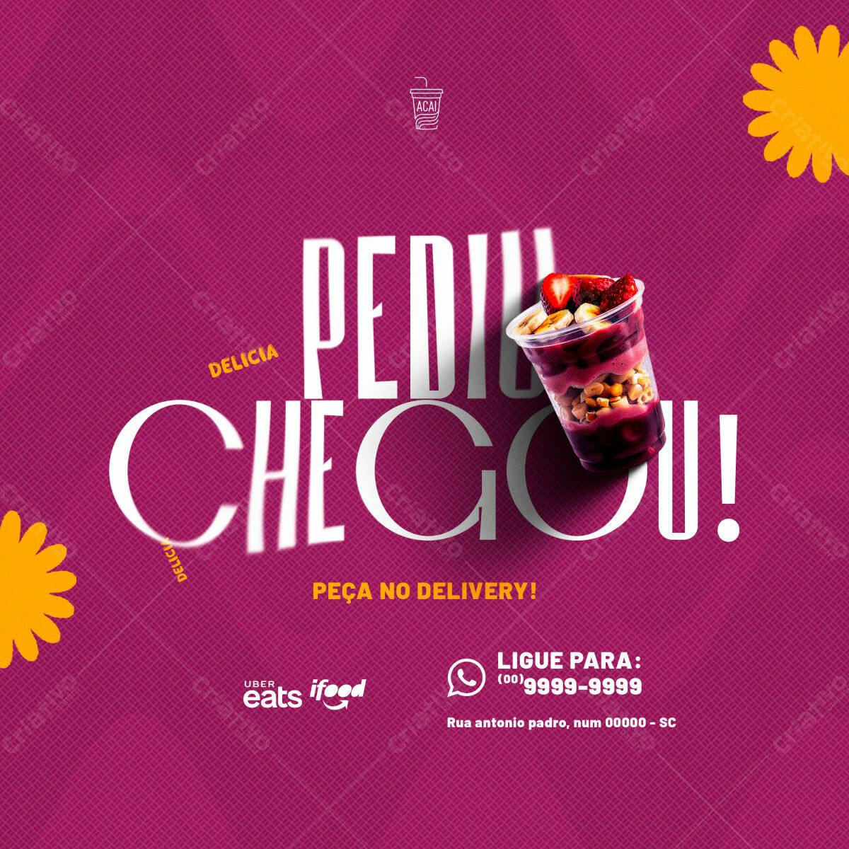 Flyer para Delivery de Açaí PSD Editável