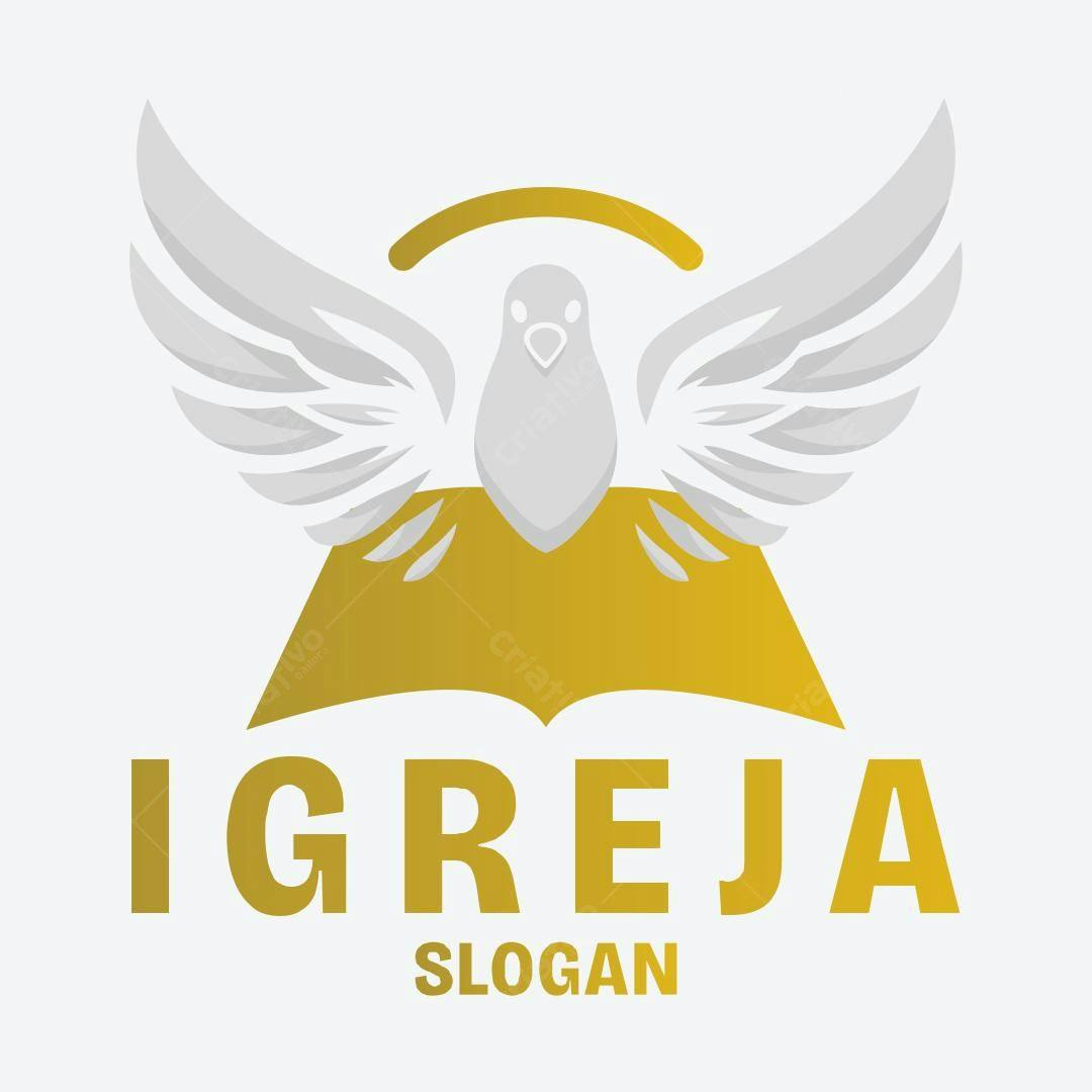 Logotipo vetorial Igreja Pomba e Bíblia Dourada