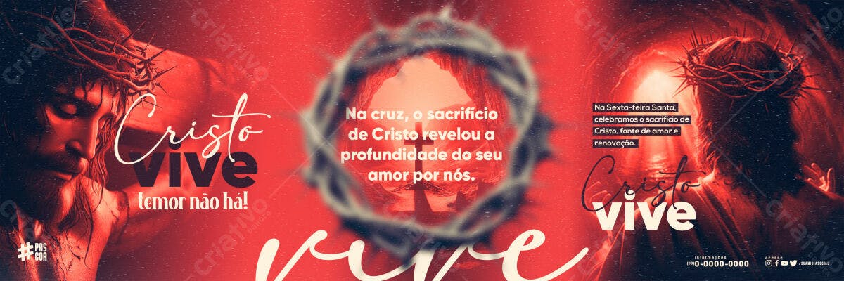Banner Páscoa Cristo Vive PSD Editável