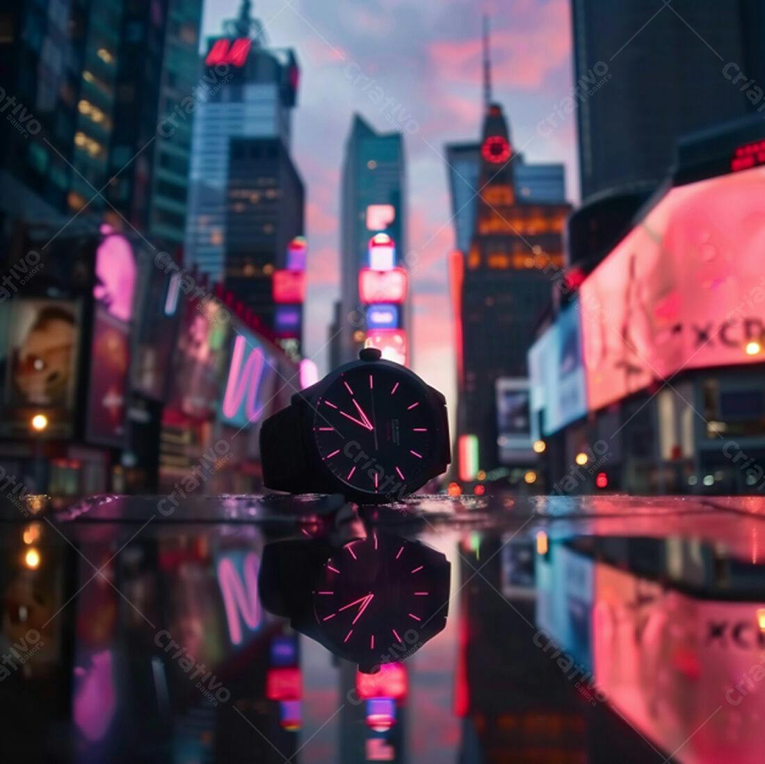 Relógio na Times Square ao entardecer