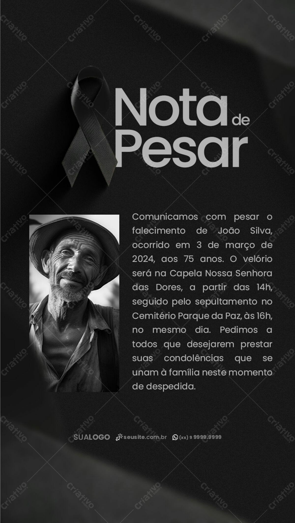 Nota de Pesar PSD Editável