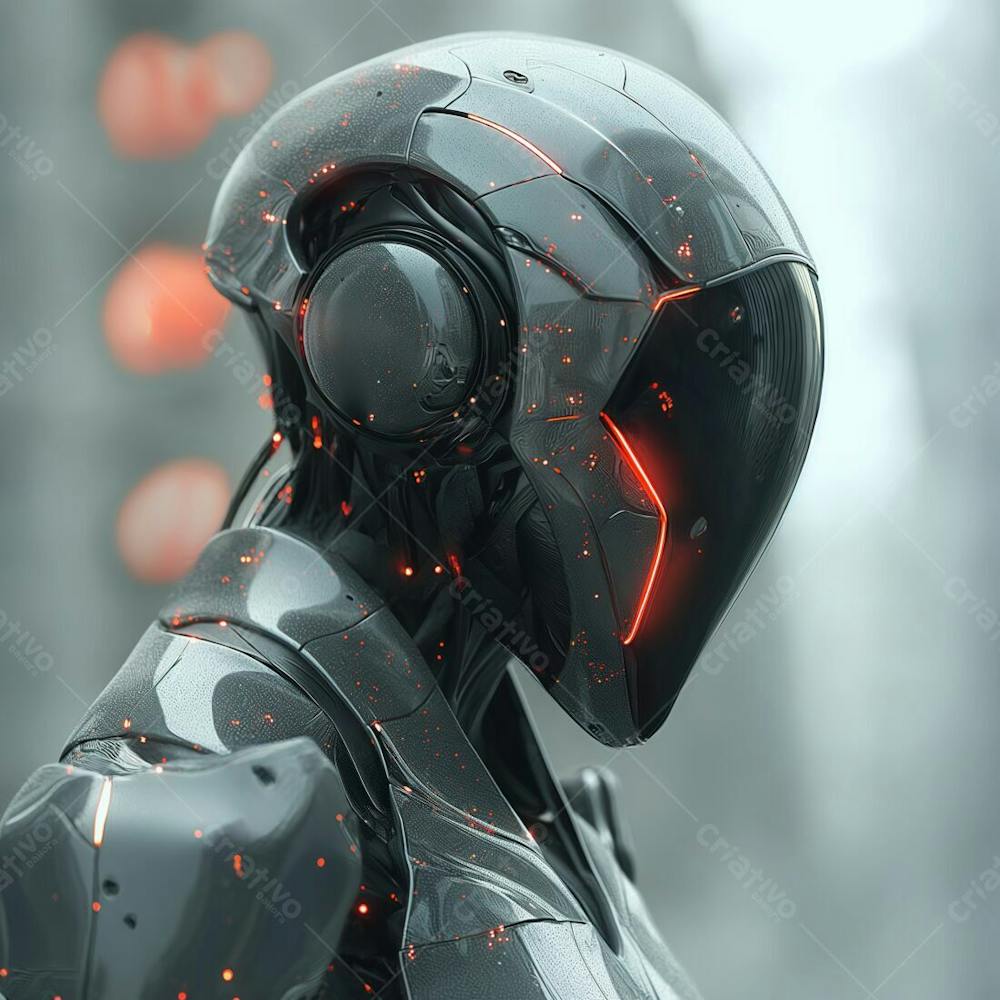 Sleek Cyborg Sentinel Reflective Armor And Singular Red Eye (2)