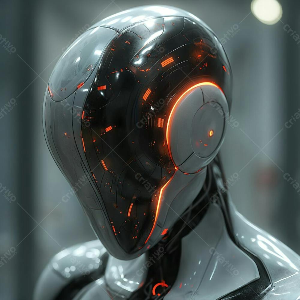 Sleek Cyborg Sentinel Reflective Armor And Singular Red Eye (1)