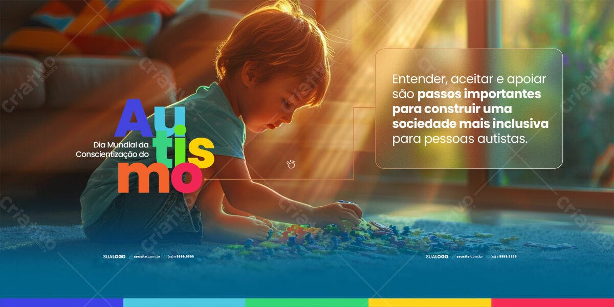 Banner Dia Mundial da Conscientização do Autismo PSD Editável